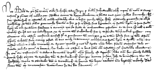 In der Urkunde gestattet Erzbischof Baldewin von Trier dem Katzenelnbogner Grafen Wilhelm I auf dem Berge richenberch mit seiner Unterstützung eine Burg zu errichten. Sobald sie begonnen worden ist, soll sie ständiges Lehen der Trierer Kirche und ihr geöffnet sein. Anno 10. August 1319. Original im Staatsarchiv Marburg Faksimilie der Urkunde zur Errichtung der Burg