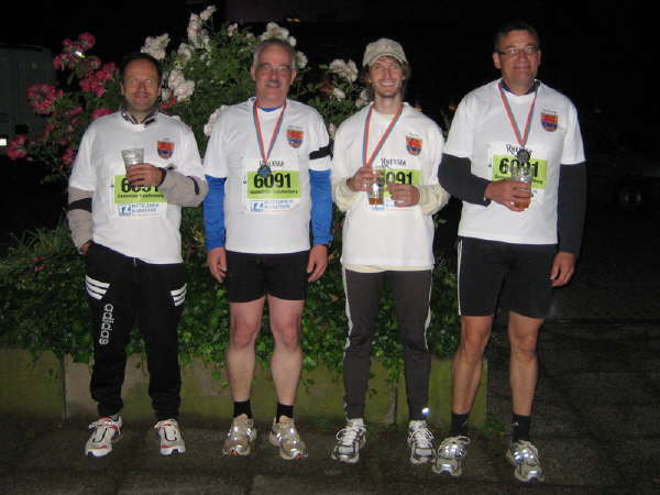 Die vier Läufer aus Reichenberg, vlnr: Dirk Kuttig, Stefan Hopf, Karl Heinz Goerke und Wolfgang May Bild des Teams aus Reichenberg