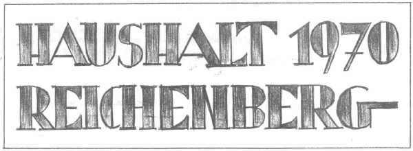 Haushalt 1970 Schriftzug vom Titelblatt des Haushaltes 1970