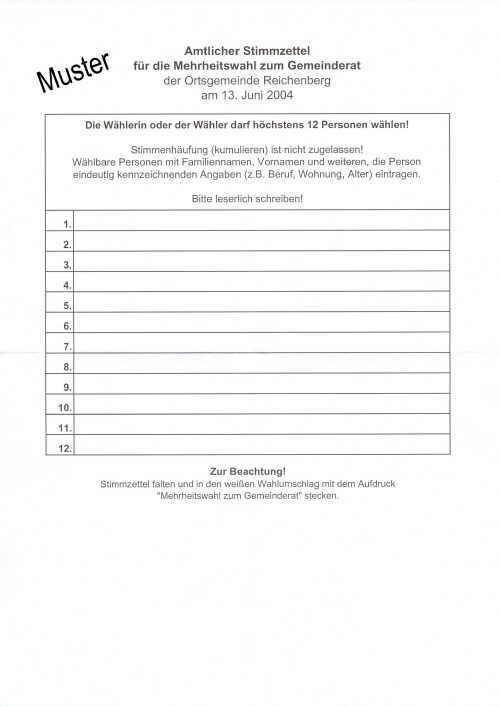 Der amtliche Stimmzettel Bild vom amtliche Stimmzettel