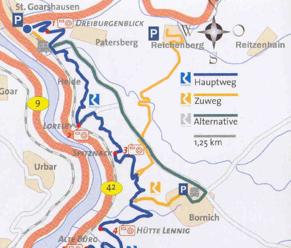 Wegeskizze Zuweg zum Rheinsteig Wegeskizze