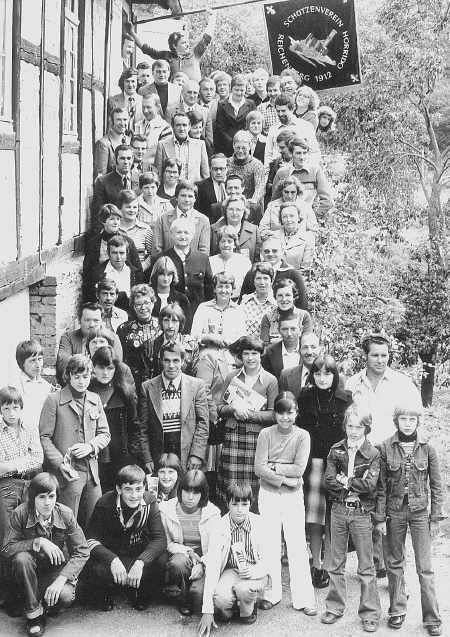 Erster offizieller Besuch der Ambrosius-Gilde, Schützenbrüder aus Meer in Belgien 1977